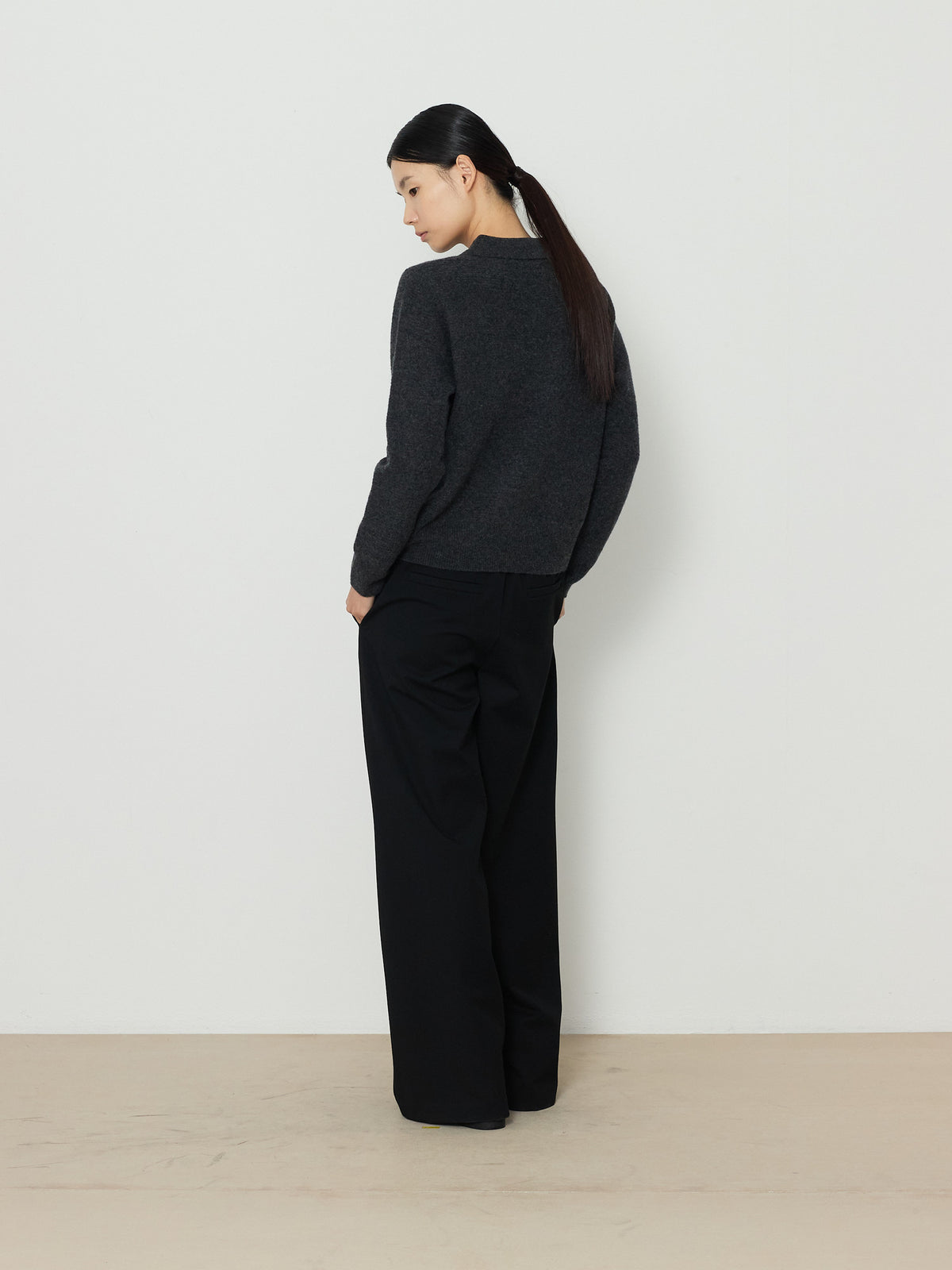 STRIPE JACQUARD COLLAR KNIT [CHARCOAL] 11