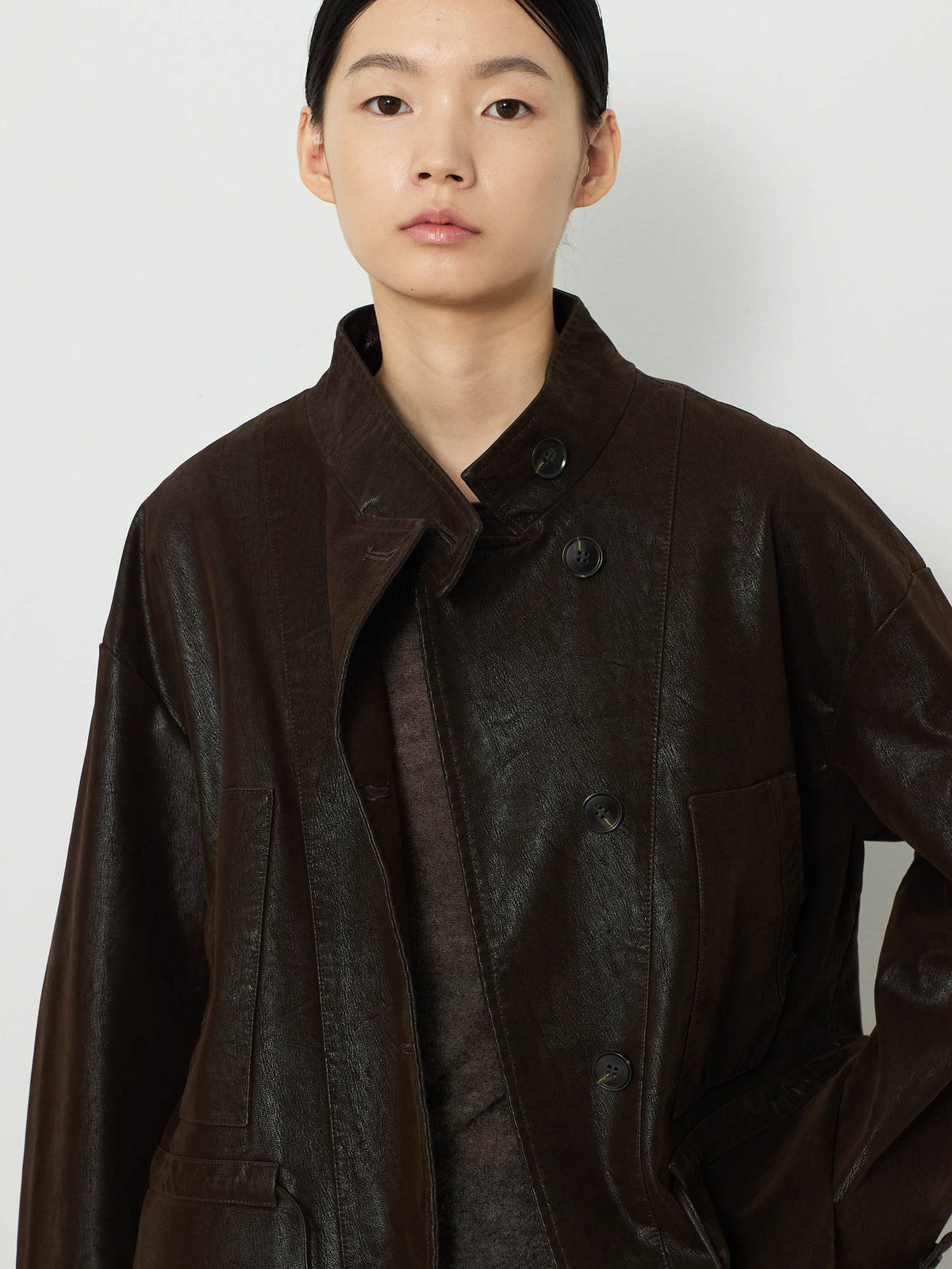 NUBUCK SAFARI LEATHER JACKET [BROWN] 5