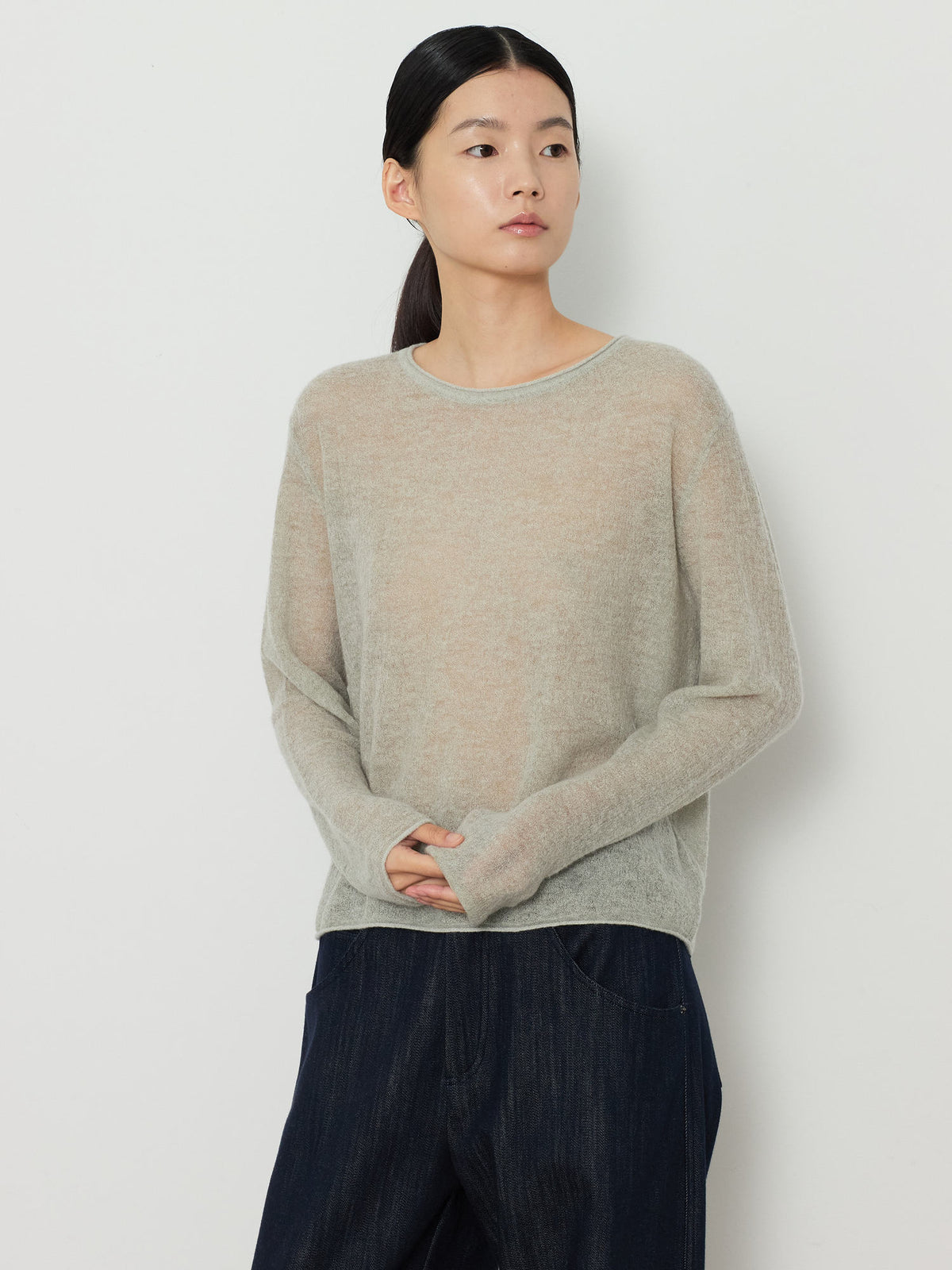 GAUZE ROUND KNIT [LIGHT KHAKI] 5