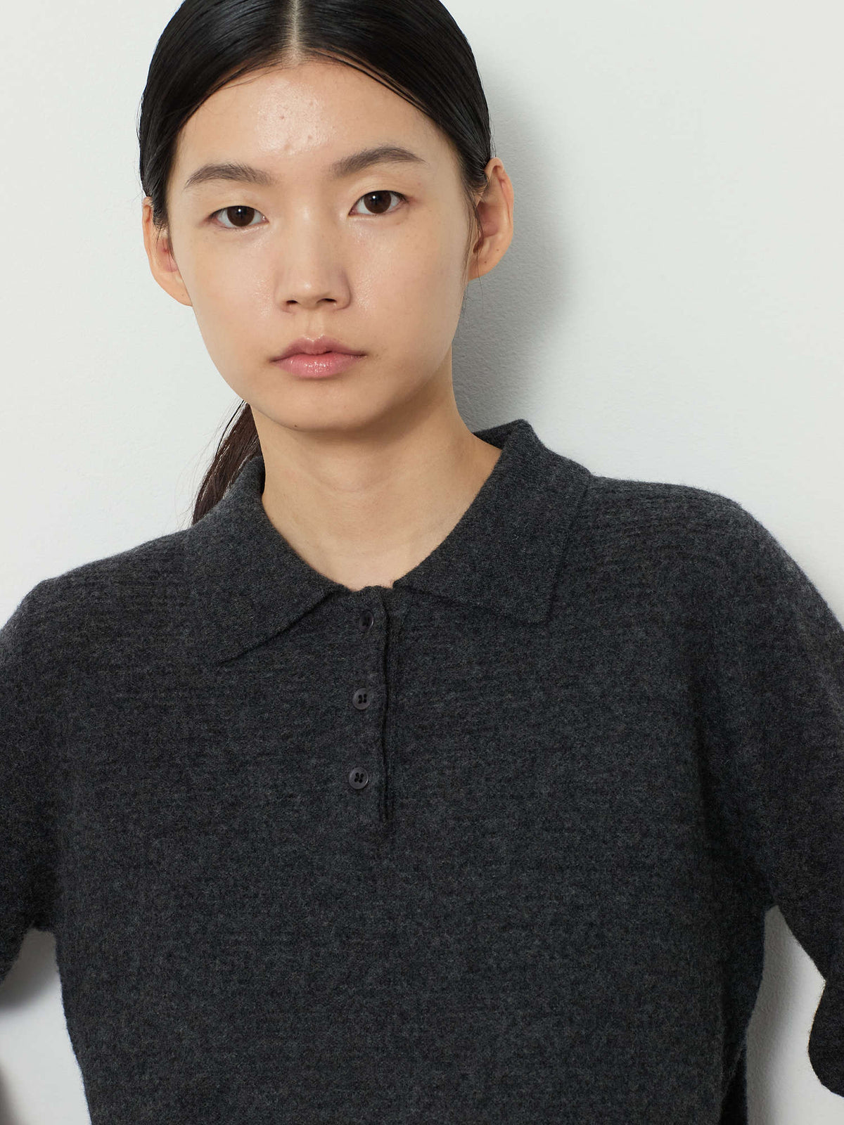 STRIPE JACQUARD COLLAR KNIT [CHARCOAL] 8