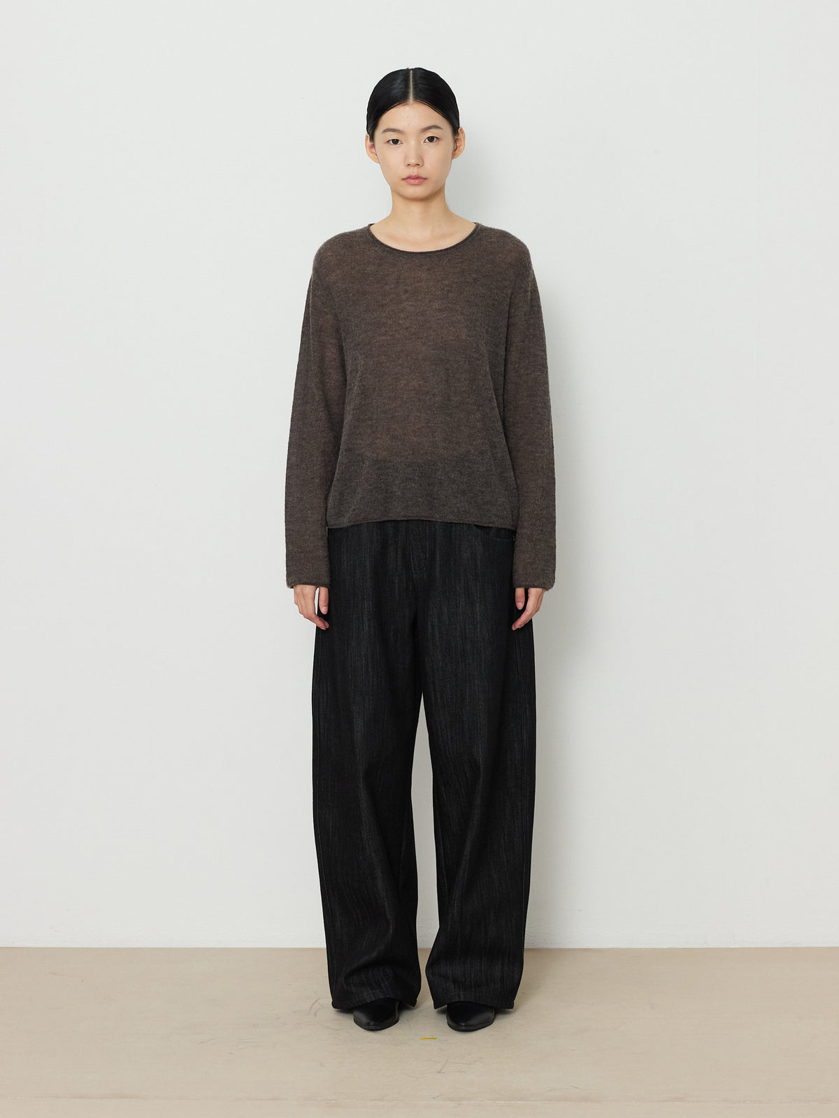 GAUZE ROUND KNIT [BROWN] 1