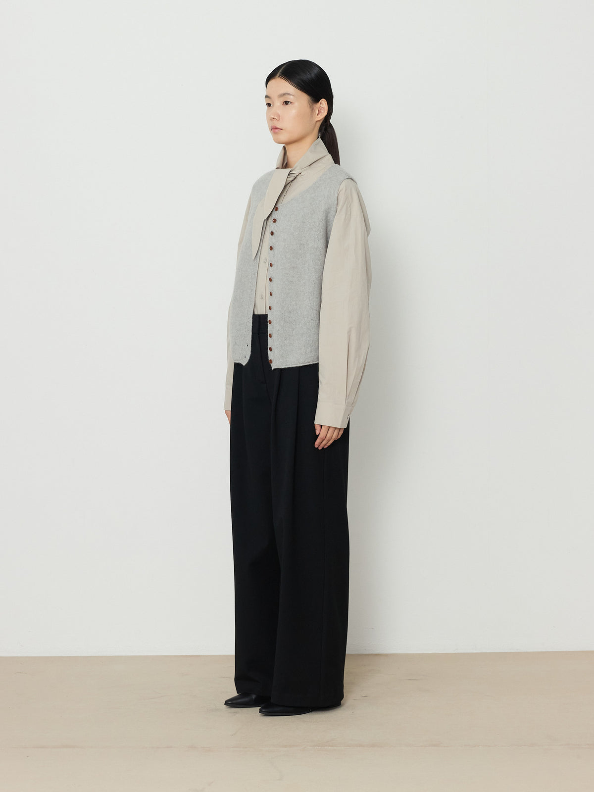 ALPACA BLEND KNIT VEST [LIGHT GRAY] 2