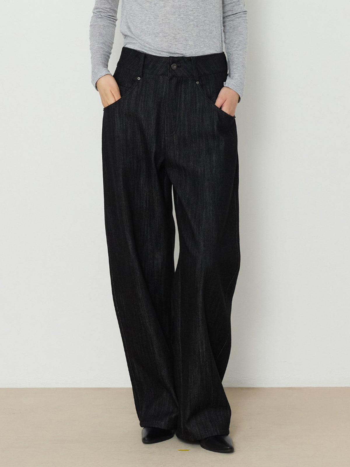 BARREL DENIM PANTS [BLACK]