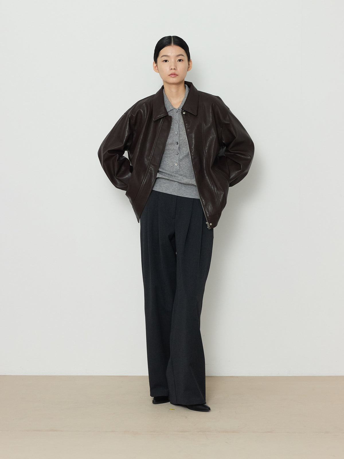 BANDING WIDE PANTS [CHARCOAL] 14