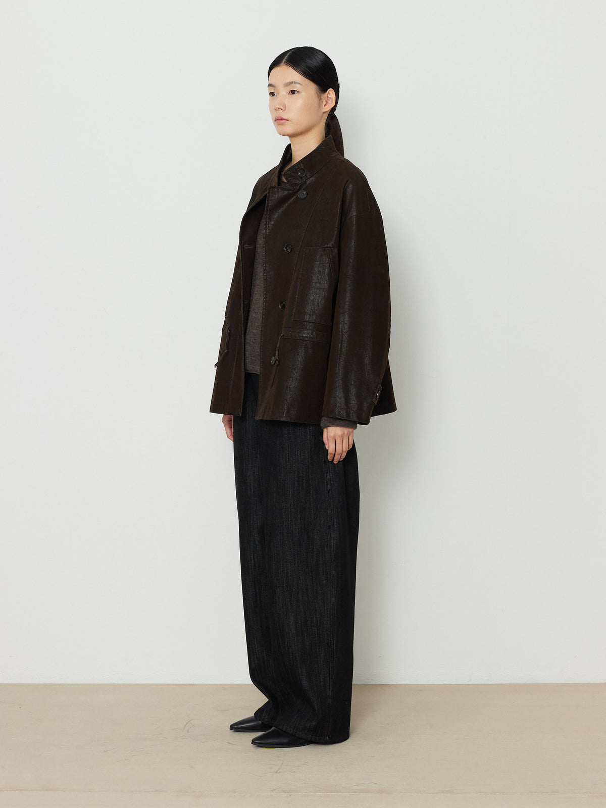 NUBUCK SAFARI LEATHER JACKET [BROWN] 2