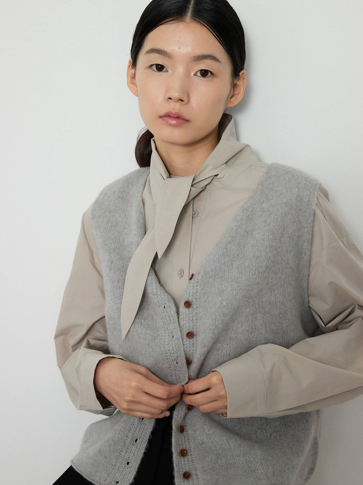 ALPACA BLEND KNIT VEST [LIGHT GRAY] 6