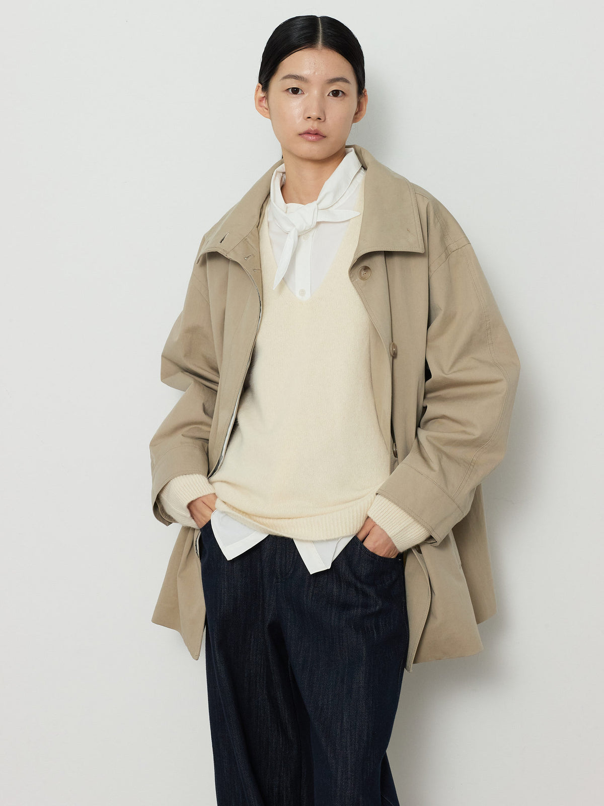 DEEP V-NECK BLEND KNIT [CREAM] 15