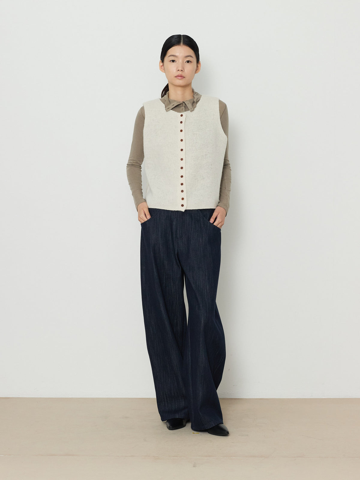 ALPACA BLEND KNIT VEST [CREAM] 2