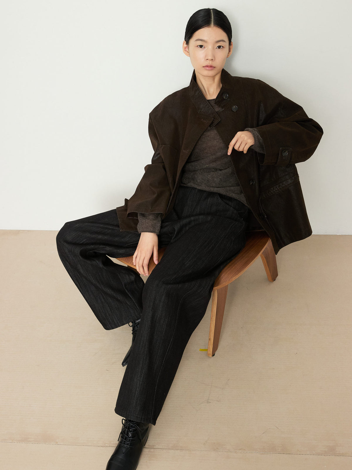 NUBUCK SAFARI LEATHER JACKET [BROWN] 17