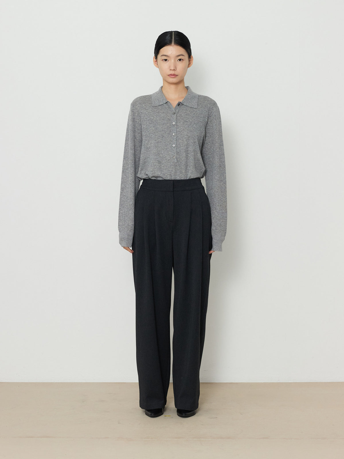 BANDING WIDE PANTS [CHARCOAL] 1
