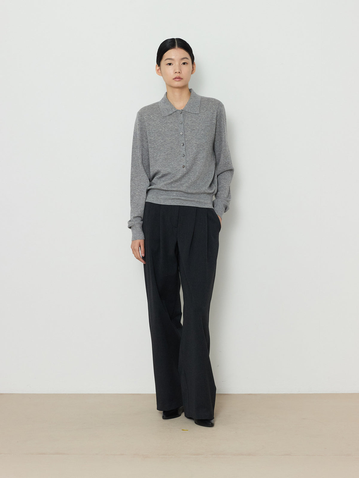 SOLID COLLAR KNIT [GRAY] 9