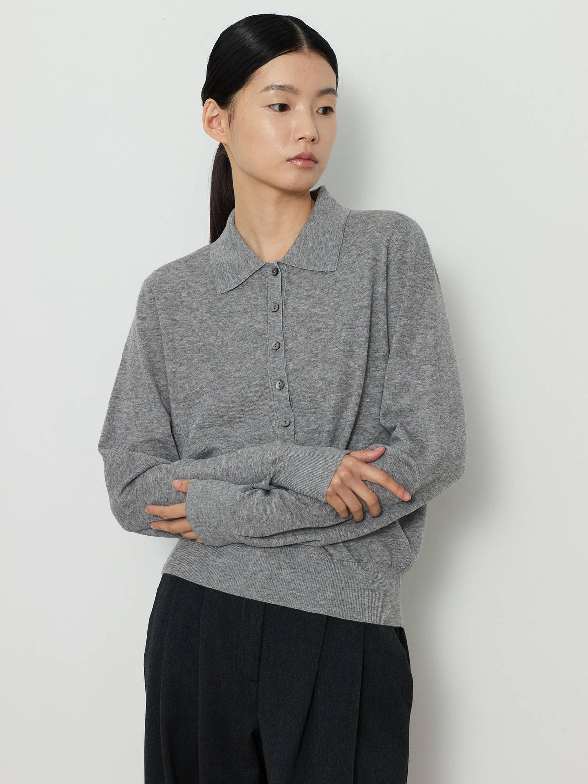 SOLID COLLAR KNIT [GRAY] 6